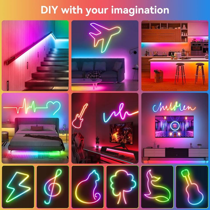 5 Meter Smart RGB Neon LED Strip Lights with App & Remote | Music Sync Rope Light